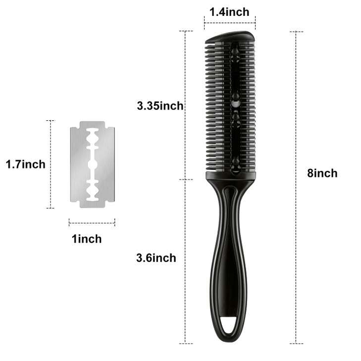 6 Pieces Hair Cutting and Thinning Razor Comb Set with 20 Razors, Dual-Side Slim Haircut Tool