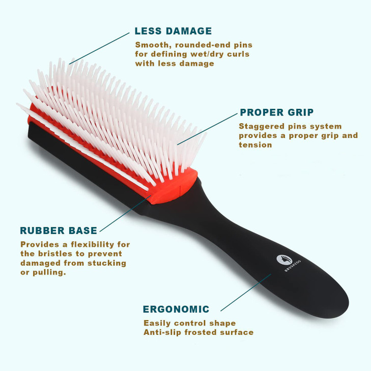 O BRUSHZOO Detangler Hair Brush for Curly Hair, Curly Hair Brush for Natural 3/4abc Hair, Detangling Brush for Women Men Kids Styling Defining