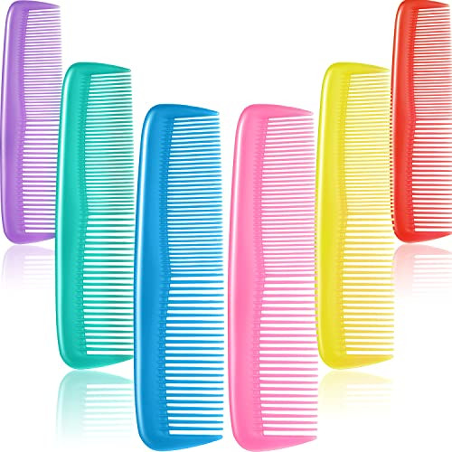 Leinuosen 12 Pieces Hair Combs Set Pocket Plastic Fine Tooth Dressing Comb for Women and Men, Peines Para Cabello(Yellow, Purple, Green, Blue, Red, P