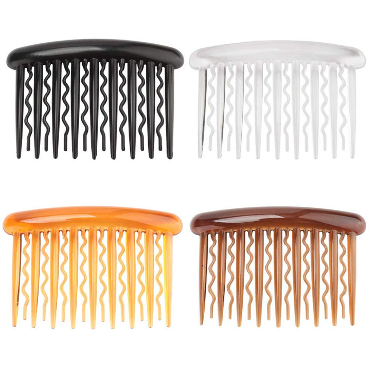 8 Pieces Plastic Hair Side Combs 17 Teeth Hair Clip Comb Straight & Wave Teeth Hair Combs Tortoise Side Combs Bridal Wedding Veil Comb for Women, Dif