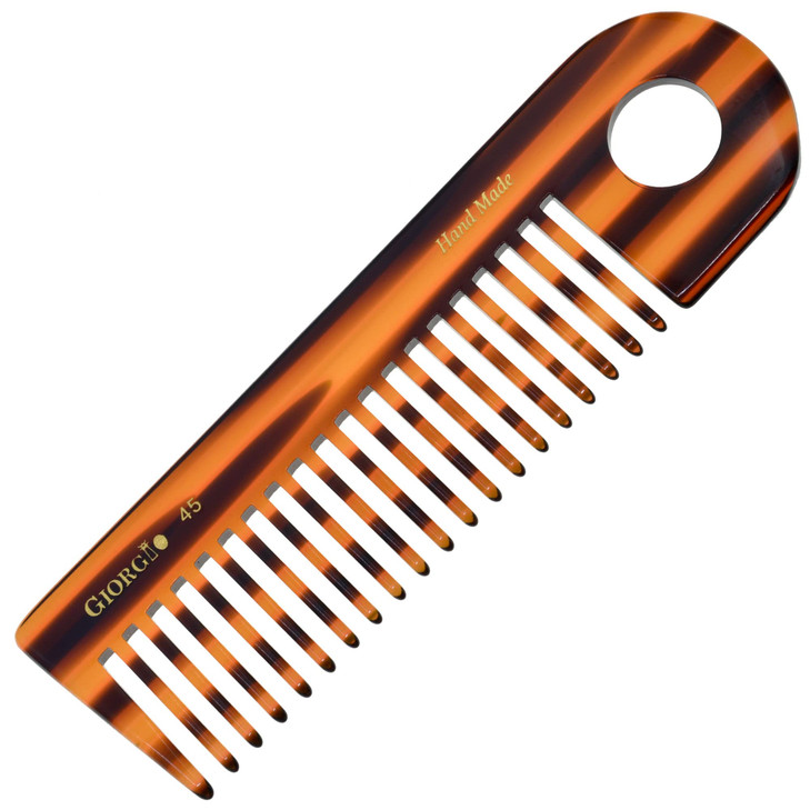 Giorgio G45 Tortoiseshell Detangling Wide Tooth Shower Comb, Easy Use for Thick Curly Wavy Hair. Long Detangler Comb For Wet and Dry Hair. Handmade,