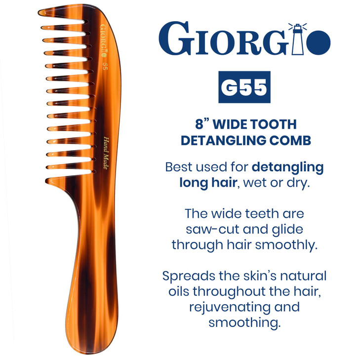 Giorgio Wide Tooth Hair Comb for Detangling, Handmade Large Rake Comb for Wet Hair