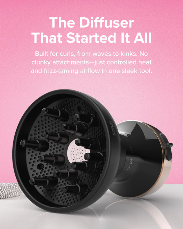 Bellissima Diffon Ceramic Diffuser Hair Dryer for Curly Hair - 2-in-1 Blow Dryer with Diffuser - Reduces Frizz, Defines Curls, Volumizes - Lightweigh