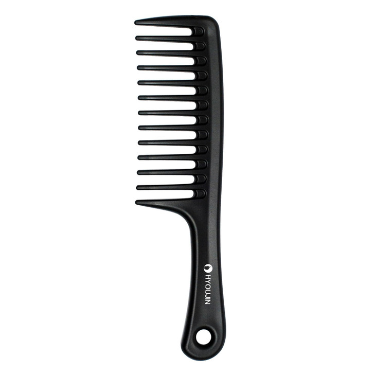 HYOUJIN Black Large Wide Tooth Detangler Paddle Brush - Best Styling Comb for Curly, Wet, Long Hair