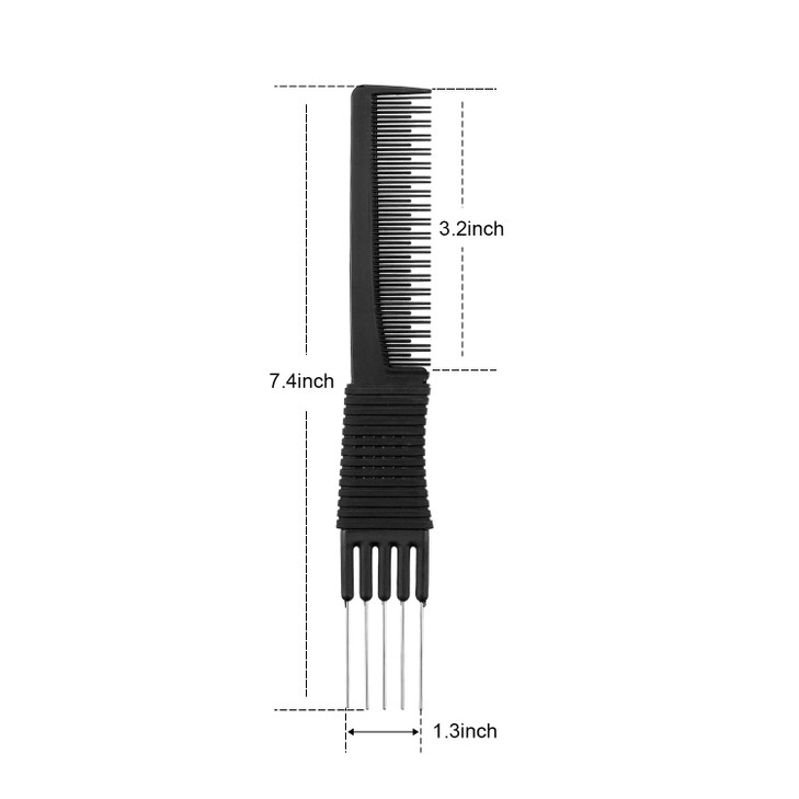 Leinuosen 2 Pack Tail Combs - Black Carbon Fiber Teasing & Lifting for Rat Tails and Hair Salon or Home Use(Lift Combs)
