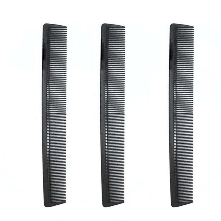 Carbon Fiber Cutting Comb, 8.3inch Anti-Static Professional Heat Resistant Comb for All Hair Types - Fine and Wide Tooth Barber Comb, 3 Pack