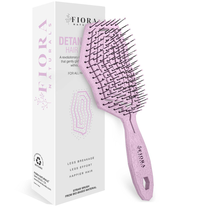 Fiora Naturals Hair Detangling Brush for Women - Detangler Hair Brush w/Flexible Soft Bristles- Gently Glides Through Tangles - Curly, Fine, Dry and
