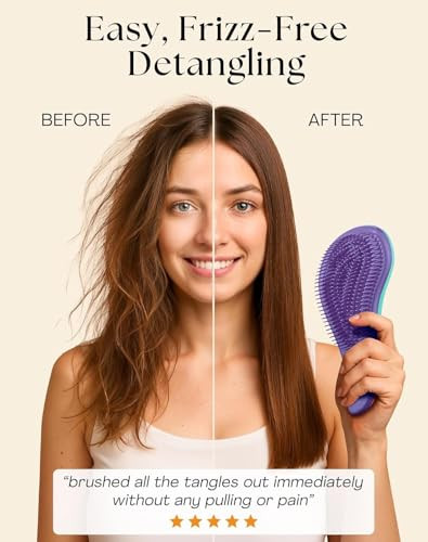 Lily England Detangler Hair Brush for Curly, Thick, Straight & Natural Hair - Gentle Detangling Brush for Women, Kids & Toddlers with Flexible Bristl