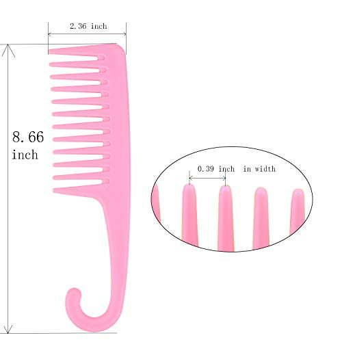 4 Pcs Wide Teeth Combs Shower, Detangler Comb with Hook, Hair Wide-Tooth Wet and Dry Comb for Women Everyday Use and Beauty Salon