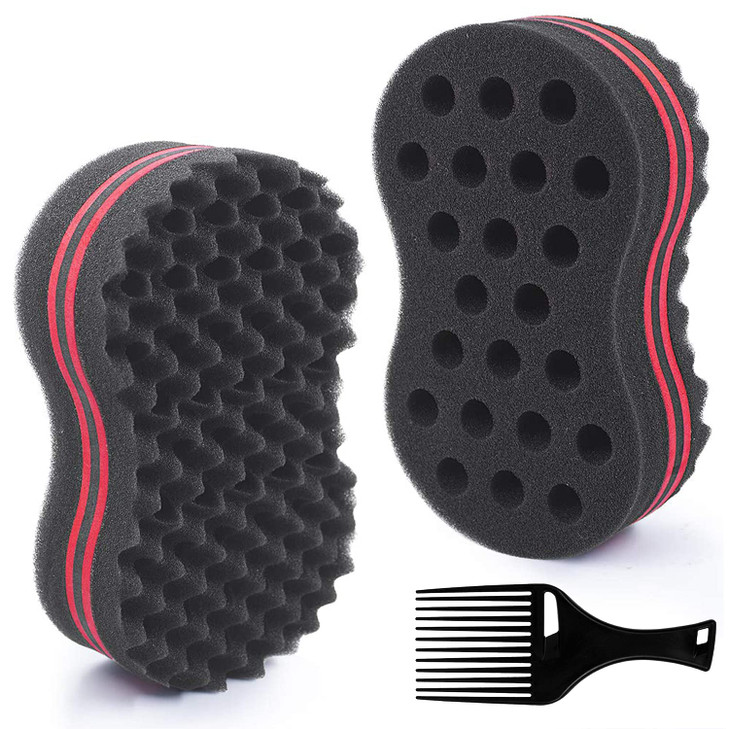 FIABC Big Holes & Big Size Barber Hair Brush Sponge Dreads Locking Twist Afro Curl Coil Wave Hair Care Tool(1 Pack)