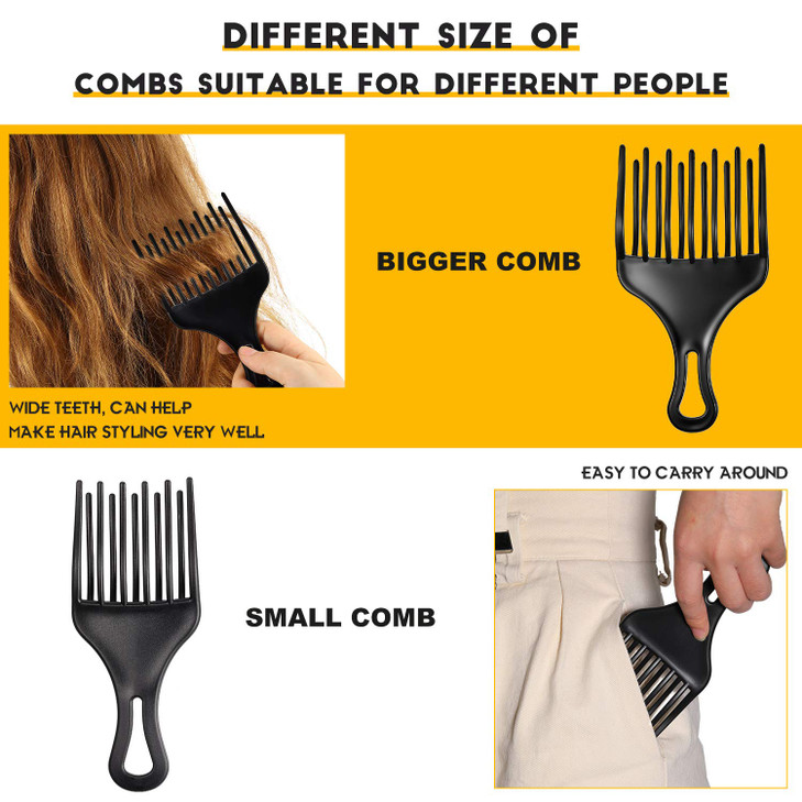 2 Pieces Double Fist Hair Lift Combs - Large and Small Plastic Detangle Wig Braid Pick Hair Styling Tool for Women Men (3.8 x 7 Inch, 2.6 x 6.4 Inch)