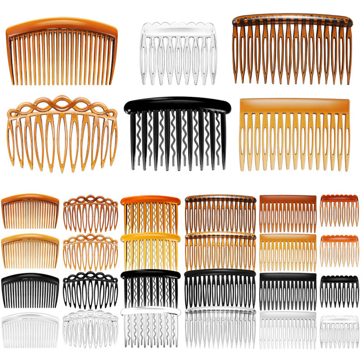 24 Pieces French Hair Side Combs Set Plastic Twist Comb Hair Clip Accessories for Women(9/11/15/16/17/23 Teeth Side)
