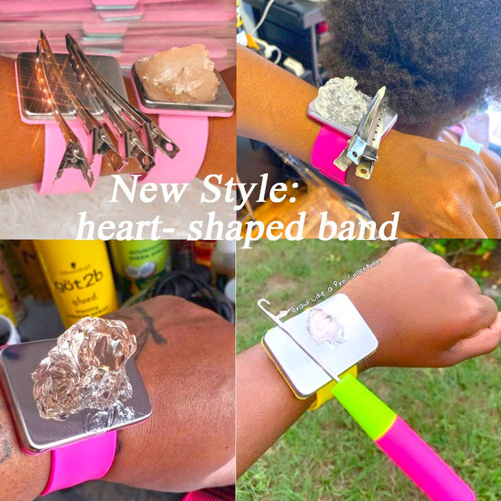 QingJii Braider Band and Comb, Magnetic Silicone Wristband for Braiders with Parting Comb, Professional Braiding Tools (Purple)