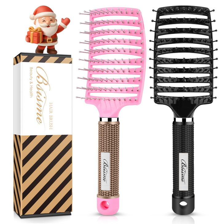 Hair Brush Set, Curved Vented Detangling Hair Brushes for Women Men Kids, Professional Vent Styling Brush for Wet Dry Curly Thick Straight Hair Fast