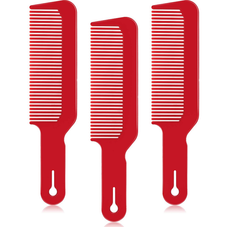 Boao 3 Pieces Barber Combs Flat Top Clipper Combs Hair Cutting for Flat Top and Clipper Cuts(Red)