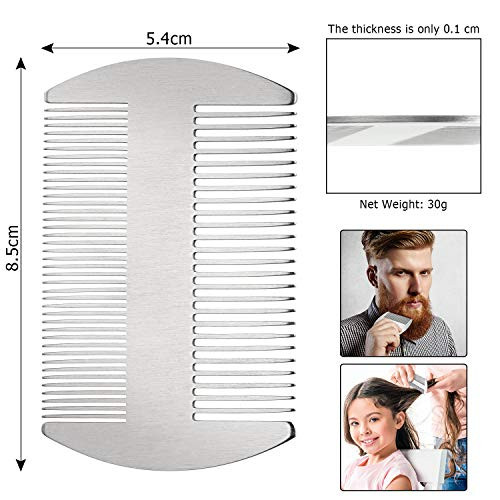 Boao 2 Pcs Metal Hair Combs for Women Men Stainless Steel Beard Mustache Comb Credit Card Size Lice Wallet Pocket Fine Cutting Teasing Barber Hair St