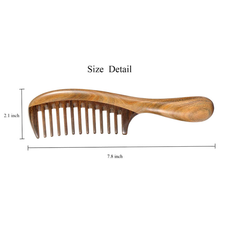 Louise Maelys Hair Comb Wooden Wide Tooth Combs for Curly Hair Detangling Sandalwood