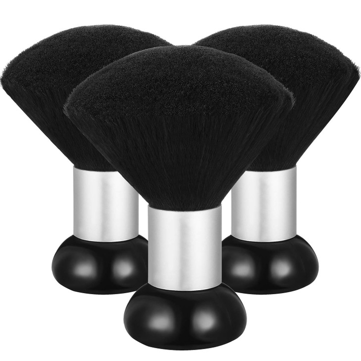 Patelai 3 Pcs Barber Neck Duster Brush for Hair Cutting and Cleaning Large Neck Duster with Plastic Handle Grip for Sweeping Hair Around Face Barber