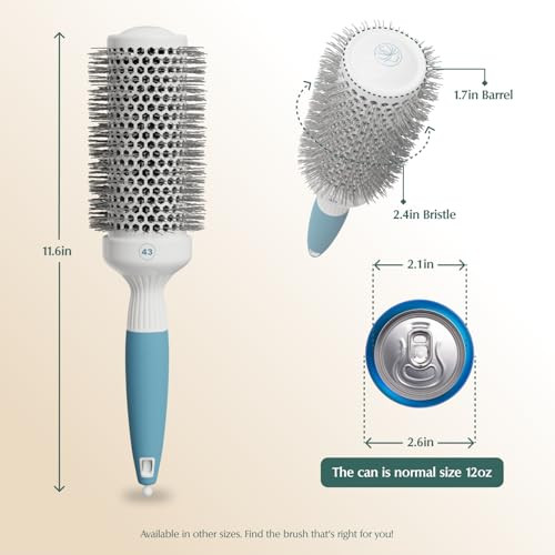 Medium Round Brushing Brush - Ceramic Hair Brush for a Smooth Salon Style Look - Professional Brushing Brush Ideal for All Hair Types - 43 mm