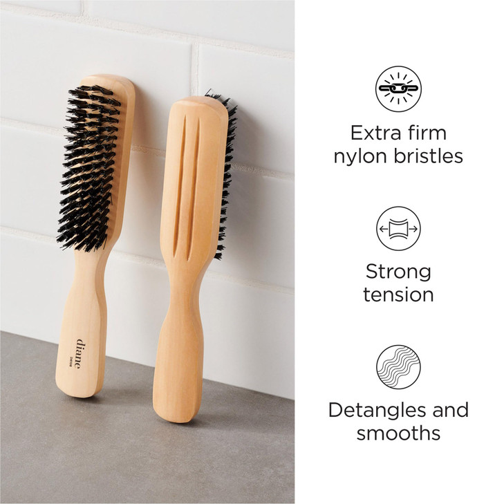 Diane 100% Nylon Bristle Styling Brush for Men and Barbers  Hard Bristles for Thick to Coarse Hair  Use for Detangling, Styling and Wave Styles