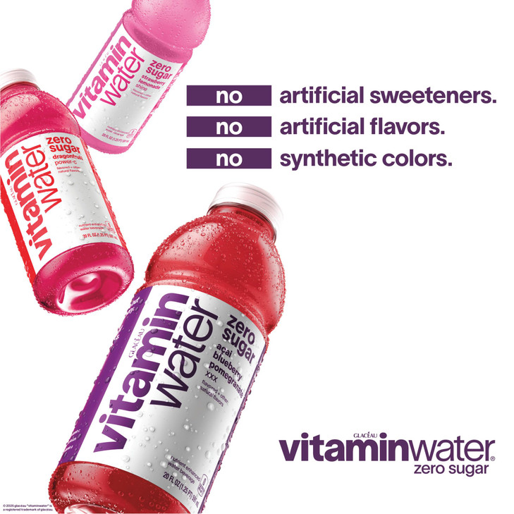 vitaminwater Shine Strawberry Lemonade Zero Sugar, Flavored Water Beverage, 20 fl oz Bottles, 12 Pack