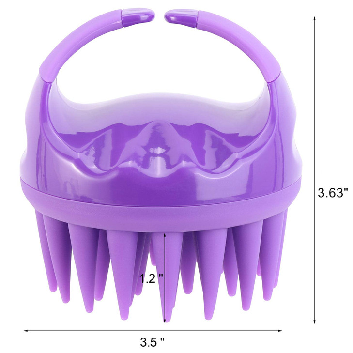 BTYMS Silicone Scalp Scrubber Shampoo Brush with Extra Long Bristles, Hair Scalp Massager Scalp Brush for Hair Growth & Dandruff Removal - Purple