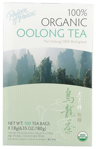 Prince of Peace Organic Oolong Tea, 100 Tea Bags  100% Organic Black Tea  Unsweetened Black Tea  Lower Caffeine Alternative to Coffee  Herbal Hea