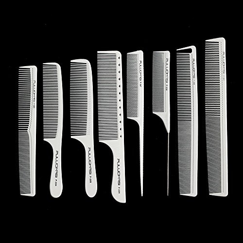 White salon professional barber carbon comb heat-resistant anti-static hair comb set of 8 hairdressers preferred