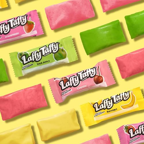 Laffy Taffy Candy, Assorted Fruit Flavored Taffy Candy, Sour Apple, Cherry, Strawberry & Banana Flavors, 49.3 Ounce (145 Pieces)