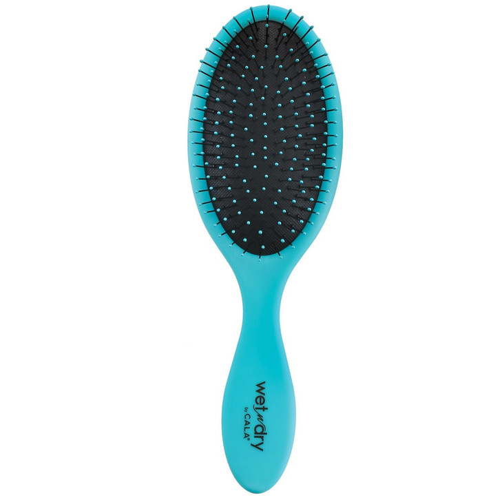 CALA Wet-N-Dry Hair Detangler Brush, Turquoise, Soft Flexible Bristles for Wet or Dry Hair, Helps Reduce Snagging & Breakage, Smooths Frizz, Adds Shi