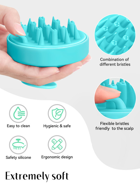 HEETA Hair Scalp Massager for Hair Growth, Shampoo Brush, Scalp Scrubber Exfoliator with Soft Silicone Bristles for Dandruff Removal to Relieve Stres