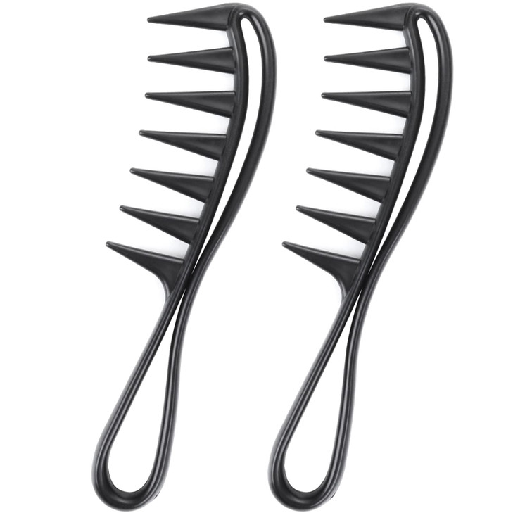 WLLHYF 2 Piece Wide Tooth Comb Curling Shark Combs Hair Styling Accessories Professional Salon Afro Coarse Comb Anti-Static Durable Hairdressing Tool