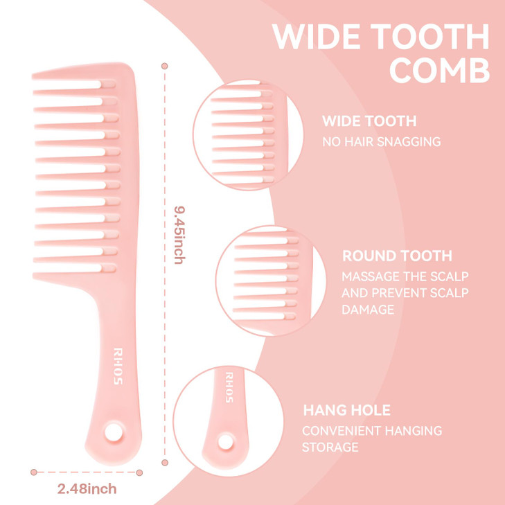 RHOS 3 Pieces Hair Comb Set for Women,Men-Wide Tooth Comb,Fine Tooth Rat Tail Comb,Medium Tooth Comb-Detangling Hair Combs for All Hair Types,Hair St