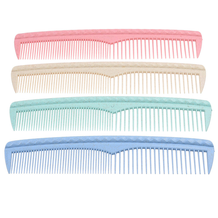 Kare & Kind Hair Combs Set - Colorful 4 pcs Durable Plastic Combs - (7.46 inches) - Coarse and Fine Tooth - For Combing, Hairstyling, Trimming, Cutti