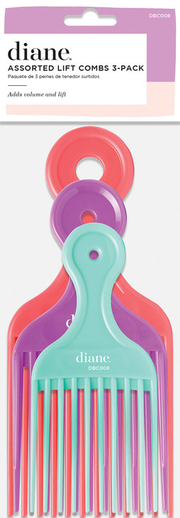 Diane DBC008 Assorted Lift Combs - 3 PC Set