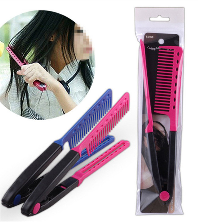1Pc DIY Salon Hair Brush Combs Hairdressing Styling Hair Straightener V Shaped Straight Comb Color Random