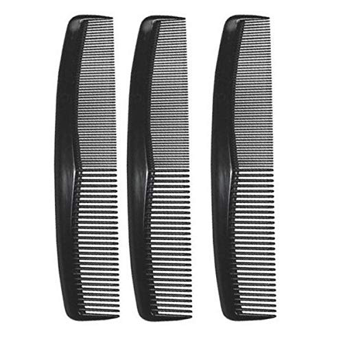 Comfort Axis Coarse/Fine Hair Comb Set, 8 Inches, 3 Pack, Black