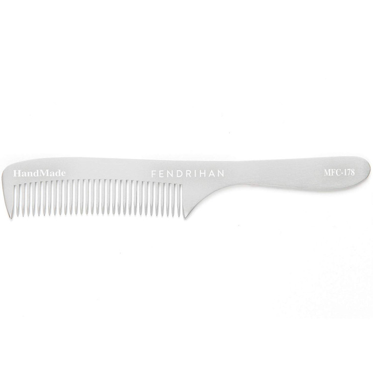 Fendrihan Sturdy Metal Fine Tooth Barber Grooming Comb with Handle (6.8 Inches)