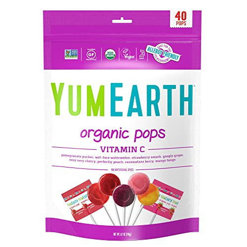 organic assorted flavors vitamin c lollipops 40 ct / 1 bag (40 pops)