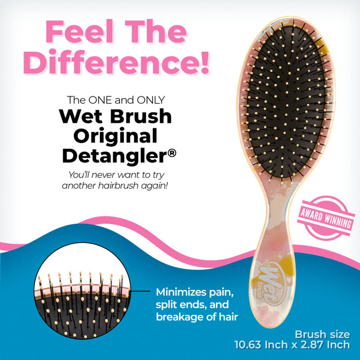 Wet Brush Original Detangler Hair Brush, Tie Dye Peach - All Hair Types - Ultra-Soft IntelliFlex Bristles Glide Through Tangles with Ease - Pain-Free
