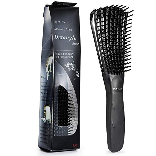 BESTOOL Detangling Brush, Detangler Brush for Natural Black/ Curly Hair Afro 3/4abc Texture, Faster n Easier Detangle Wet or Dry Hair with No Pain (B