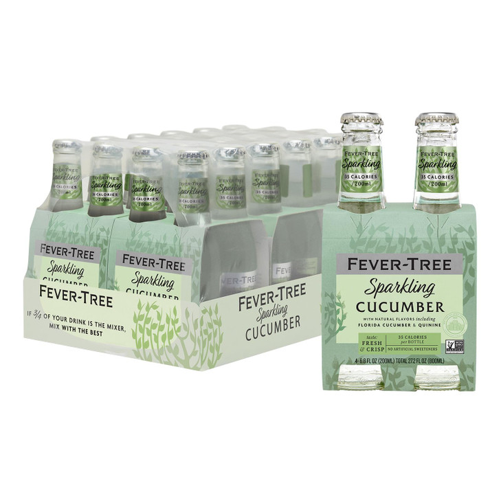 Fever-Tree Sparkling Cucumber  Premium Low Calorie Mixer for Cocktails and Mocktails, 6.8 fl oz Bottles, Pack of 24  Naturally Sourced, Non-GMO