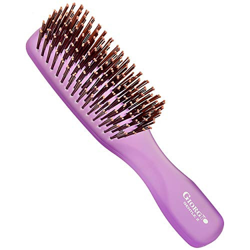 Giorgio GION2PP Neon Purple 6.25 inch Gentle Touch Detangler Hair Brush for Men and Women. Soft Bristles for Sensitive Scalp. Wet and Dry for all Hai