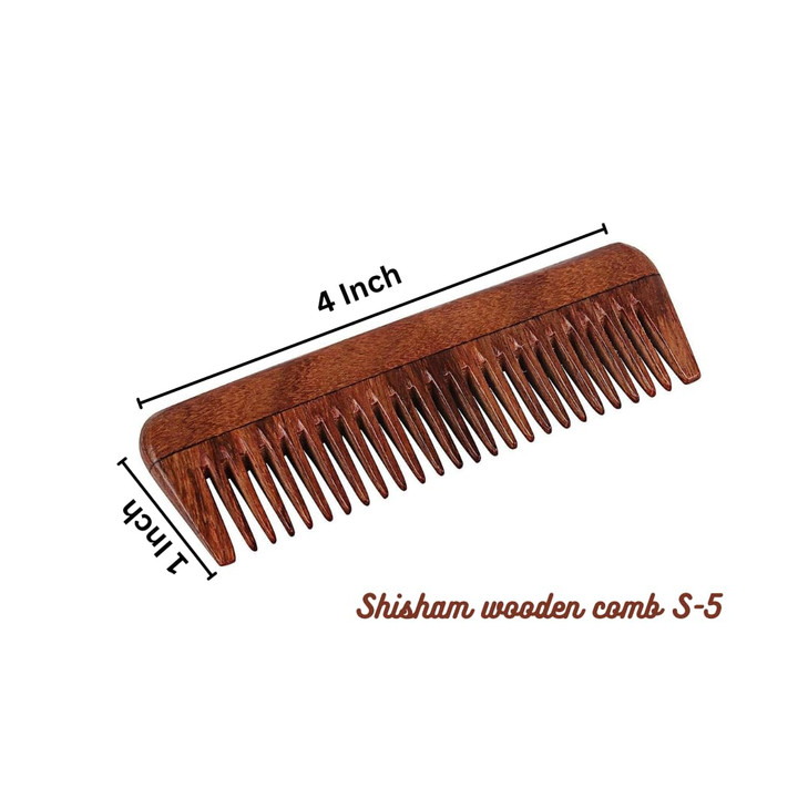 SVATV HANDCRAFTED ROSEWOOD COMB FOR DETANGLING HAIR FOR THICK, CURLY AND WAVY HAIR, NON-STATIC AND ECO-FRIENDLY WITH WIDE TOOTH FOR GROOMING HAIR COM