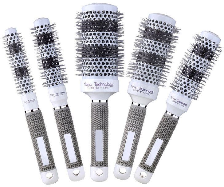 PERFEHAIR Round Thermal Ceramic Brush Set for Blow Drying Curling, Large Heated Nano Ionic Round Barrel Hair Brush-5 Different Sizes