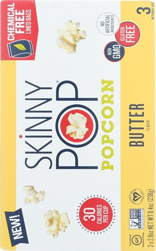 SkinnyPop Butter Popcorn, 2.8 Oz, 3 Ct