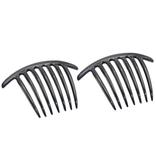 Parcelona French Twist 7 Teeth Large 4" Celluloid Set of 2 Flexible Durable Side Hair Comb No Slip Styling Women Hair Accessories Girls Hair Clip, Ma