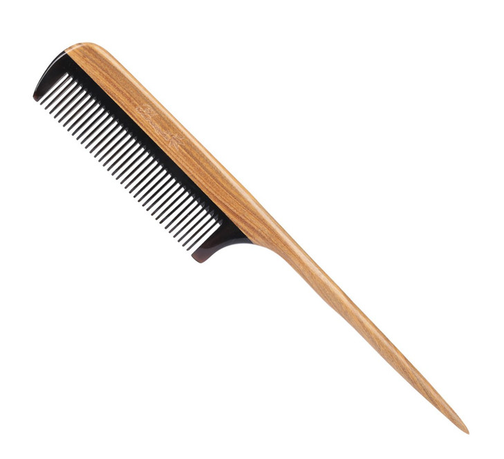 Breezelike Hair Combs - Fine Tooth Detangling Wooden Tail Comb - No Static Natural Sandalwood Buffalo Horn Comb for Women