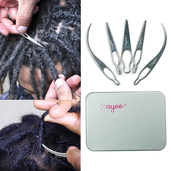 NAYOO Interlock Tool for Locs EasyLoc Hair Tool For Dreadlocks 5 Piece Silver Hair Locking Tool Interlocks or Sisterlocks Starting and Maintaining Yo