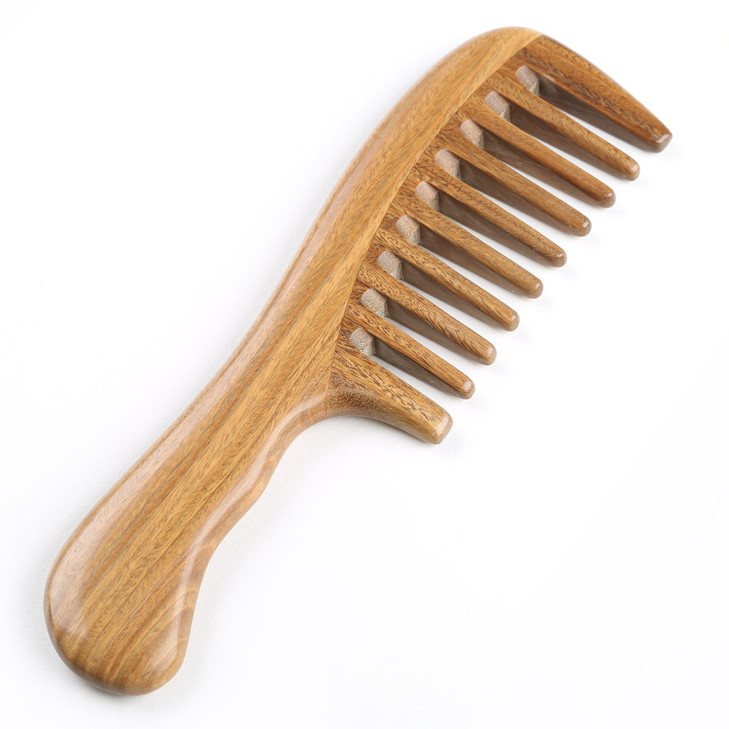 Breezelike Sandalwood Hair Comb - No Static Handmade Wide Tooth Comb - Natural Wooden Detangling Comb with Gift Box
